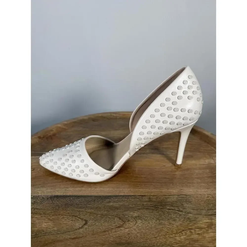 French Connection White Studded Pointed Toe Heels Size US 9.5 NWB - Picture 9 of 12